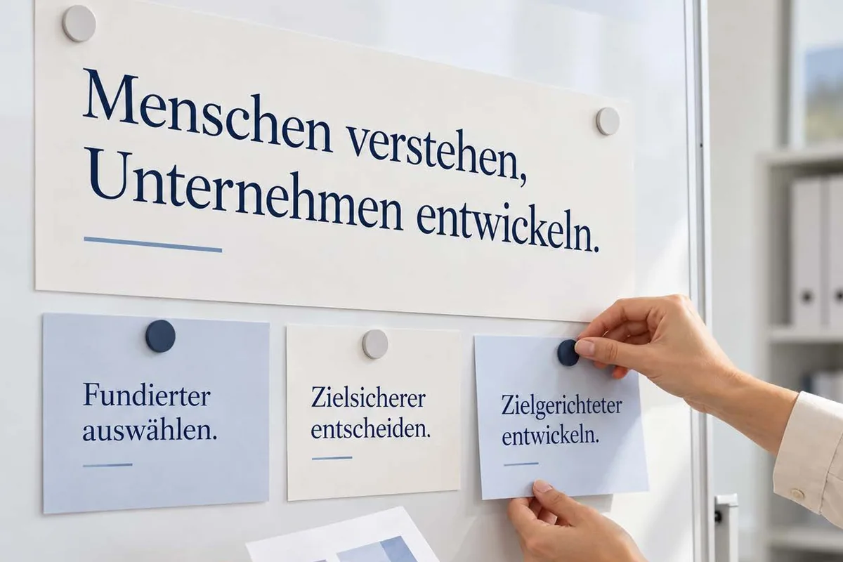 Karten an einer Wand: Menschen verstehen, Unternehmen entwickeln