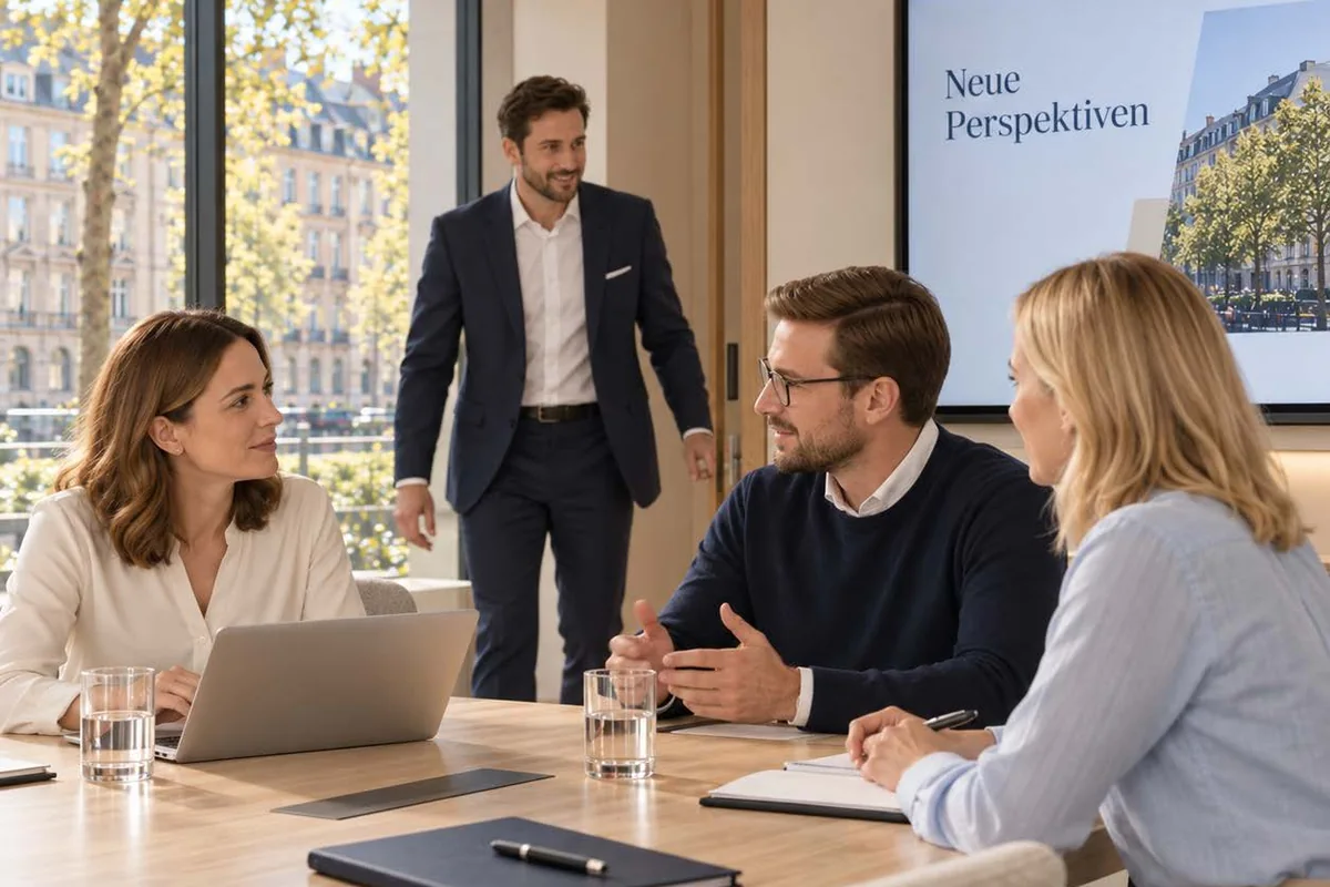 Team im Gespräch am Besprechungstisch